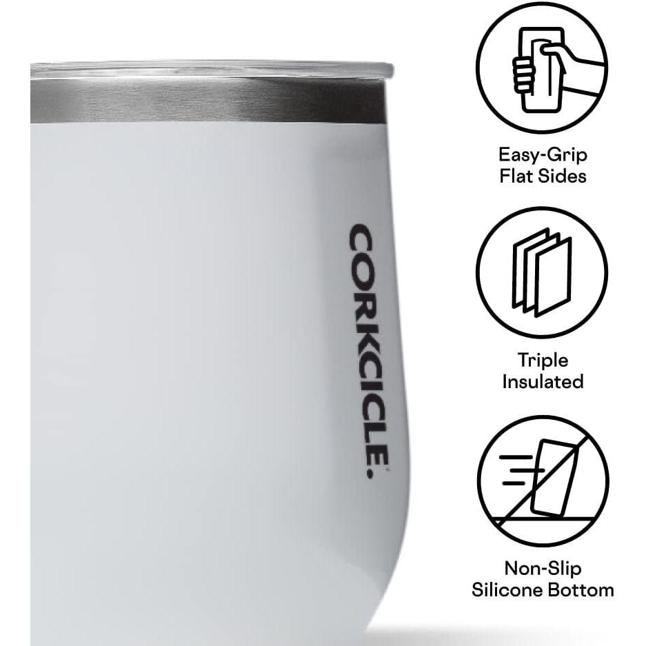 Corkcicle 12 オンス トリプル断熱 ステムレス (ワインに最適) / 12 オンス トリプル断熱 タンブラー (コーヒー、カクテル、紅茶に最適) 12 Oz Stemless Wine Glass ホワイト 2312GW