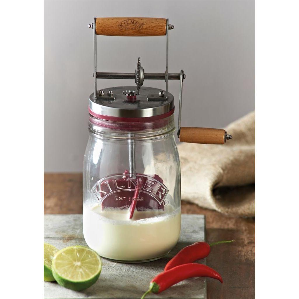 Kilner キルナー 小型手動バターチャナー バターメーカー 手作りバター 自家製 10分 簡単 ガラス製 瓶 保存容器 バター作り キッチン雑貨 道具 おしゃれ敬老の日 母の日 ギフト プレゼント 英国ブランド 並行輸入品 食育 自由研究 アウトドア キャンプ 並行輸入品