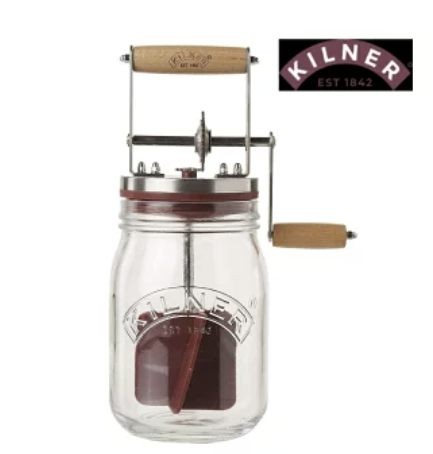 Kilner キルナー 小型手動バターチャナー バターメーカー 手作りバター 自家製 10分 簡単 ガラス製 瓶 保存容器 バター作り キッチン雑貨 道具 おしゃれ敬老の日 母の日 ギフト プレゼント 英国ブランド 並行輸入品 食育 自由研究 アウトドア キャンプ 並行輸入品