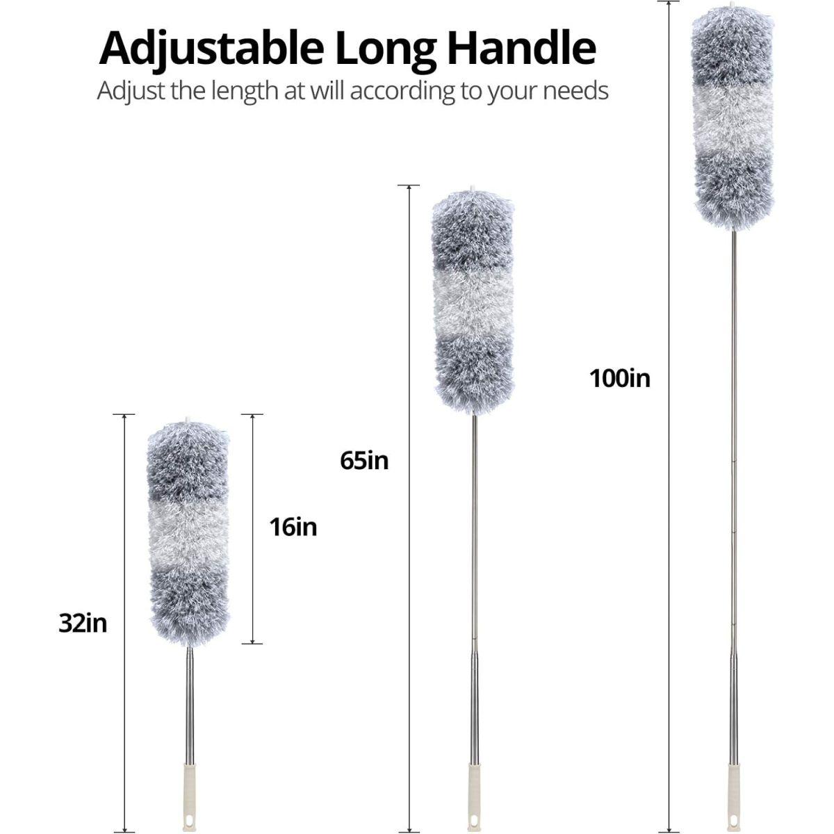 DELUX Microfiber Feather Duster Extendable Cobweb Duster with 100 inches Extra Long Pole, Bendable Head &