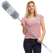 DELUX Microfiber Feather Duster Extendable Cobweb Duster with 100 inches Extra Long Pole, Bendable Head &