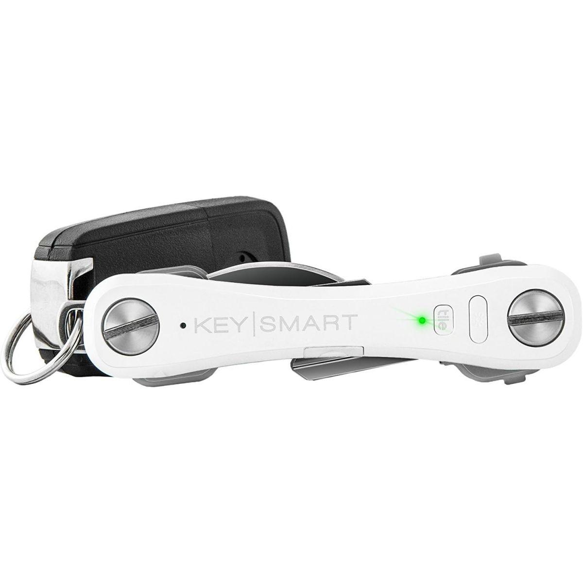 (キースマートプロ) KeySmart Pro コンパクトキーホルダー LEDライトとタイル 失くした鍵と電話をGPSで追跡するスマートテクノロジー 鍵2~10本 ホワイト