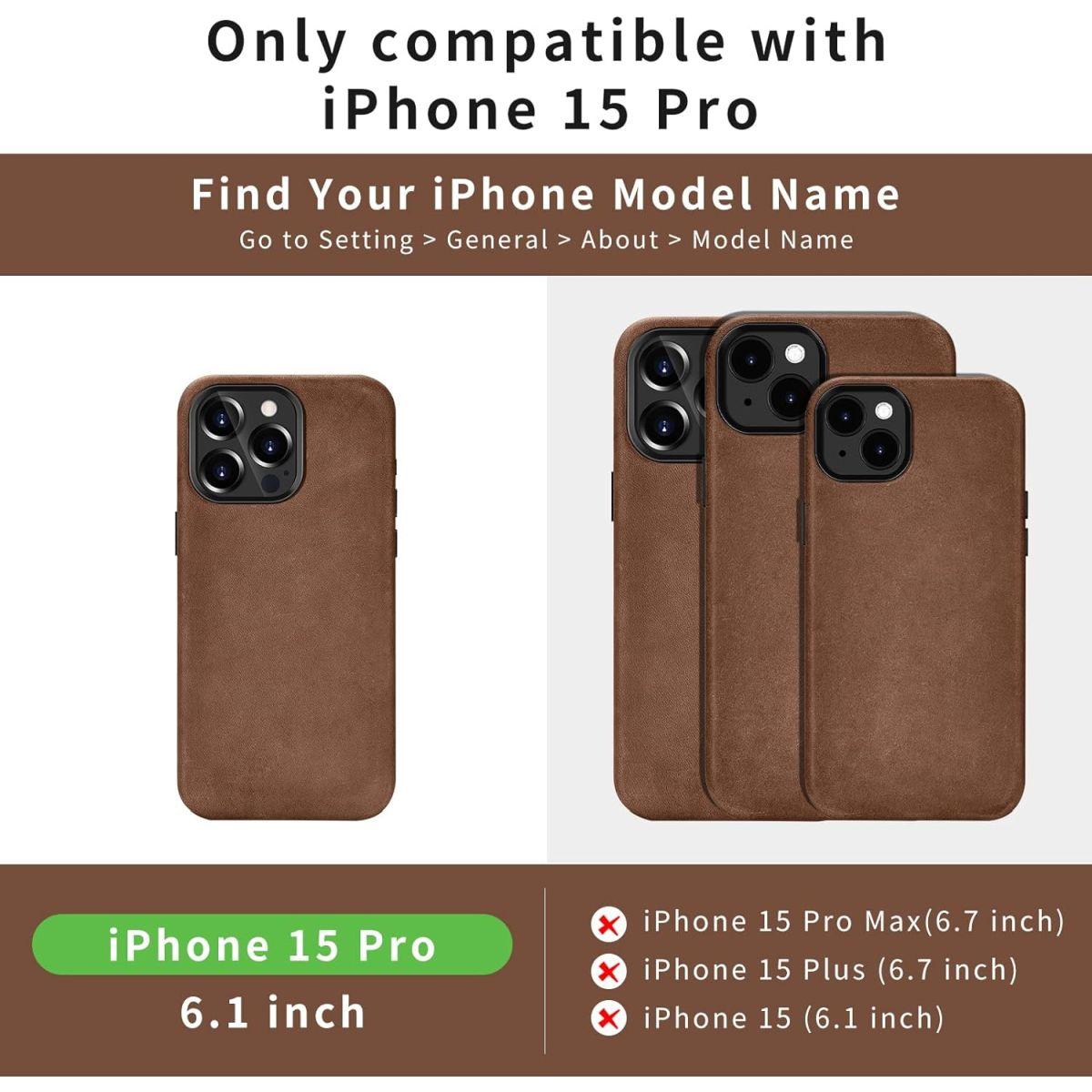 Belemay iPhone 15 Pro ケース レトロ ブラウン