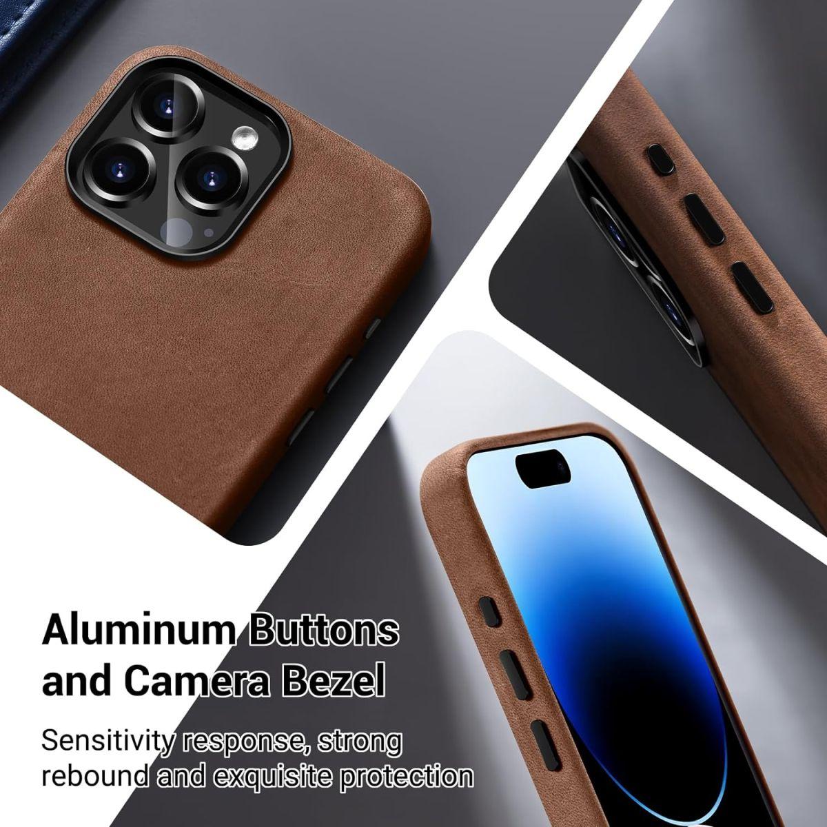 Belemay iPhone 15 Pro ケース レトロ ブラウン