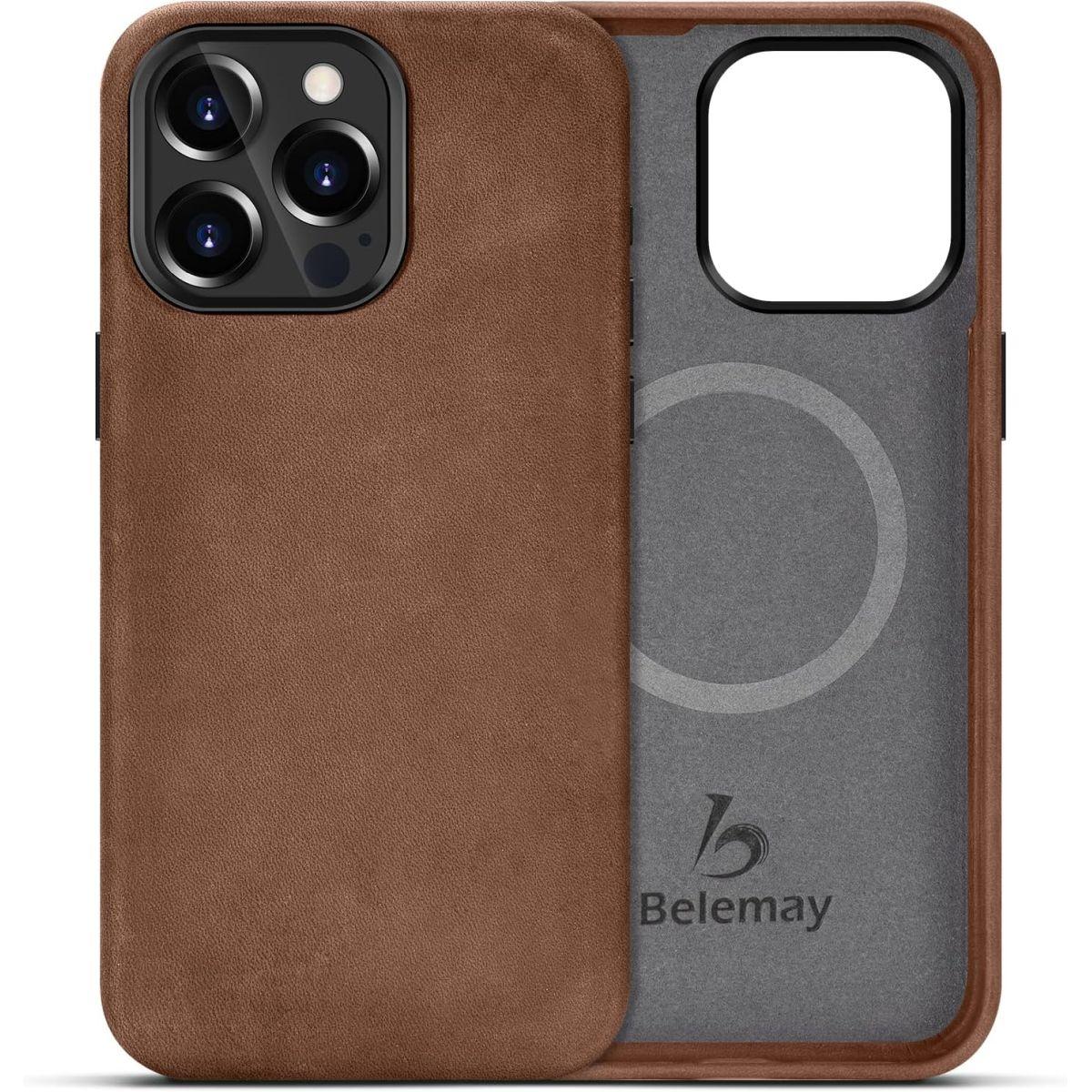Belemay iPhone 15 Pro ケース レトロ ブラウン