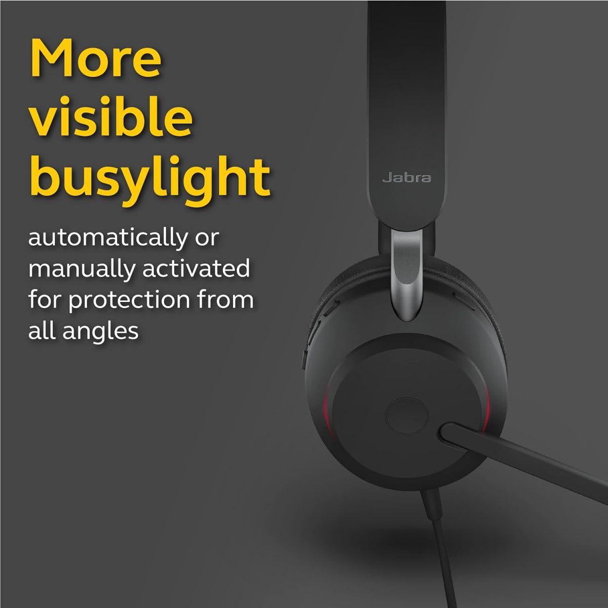 Jabra Evolve2 40 UC 有線ヘッドホン USB-A ステレオ ブラック - 通話と音楽のためのテレワークヘッドセット 終日快適性 パッシブノイズキャンセリングヘッドホン USB-A接続でUC最適化