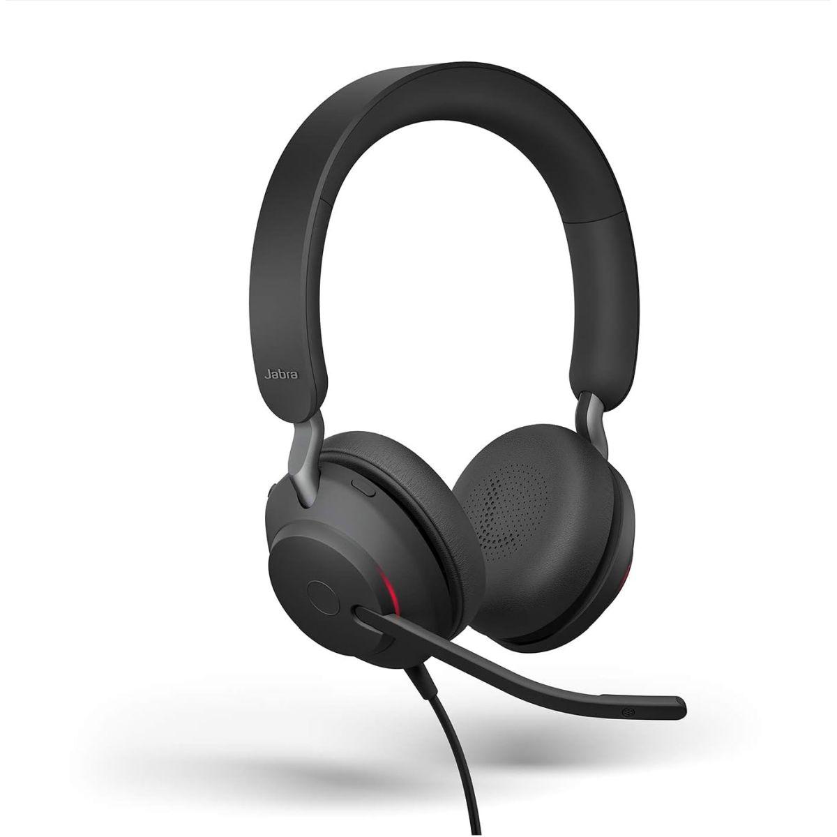 Jabra Evolve2 40 UC 有線ヘッドホン USB-A ステレオ ブラック - 通話と音楽のためのテレワークヘッドセット 終日快適性 パッシブノイズキャンセリングヘッドホン USB-A接続でUC最適化