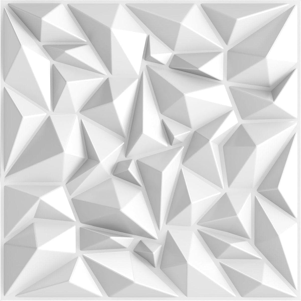 TroyStudio 音響拡散パネル - 音響パネル 12枚セット, 3Dウォールパネル 50cm X 50cm X 2.5cm (US 散らかる ホワイト)