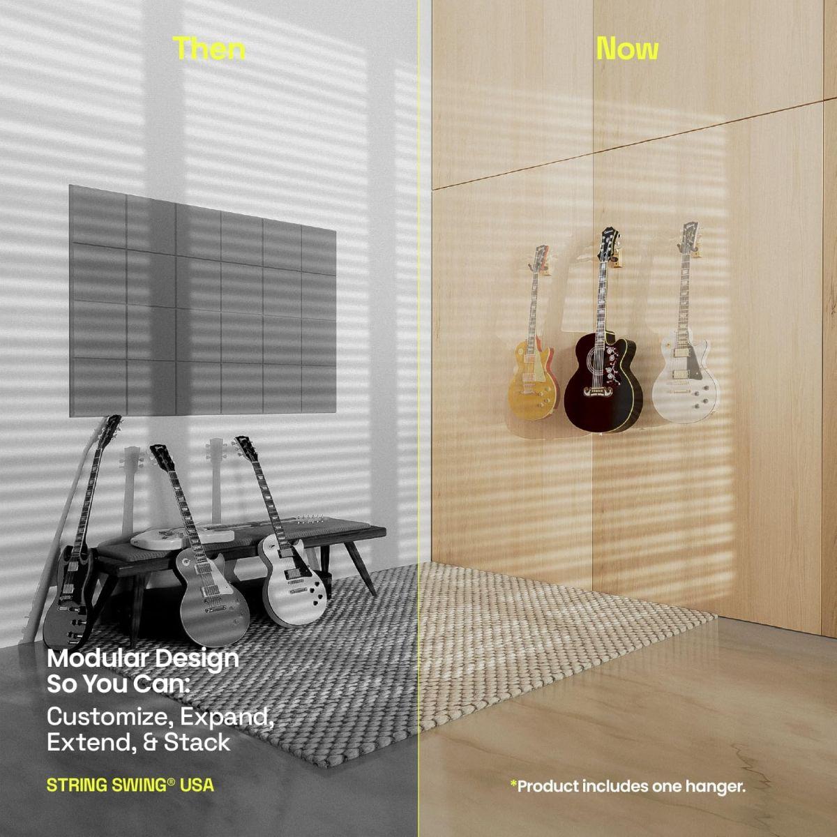 String Swing - CC01K - アコースティックギター&エレキギター用壁掛けギターハンガー&取付用ブラケットホルダーチェリ