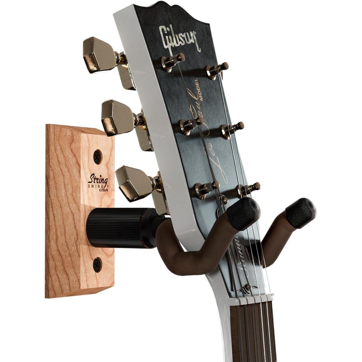String Swing - CC01K - アコースティックギター&エレキギター用壁掛けギターハンガー&取付用ブラケットホルダーチェリ