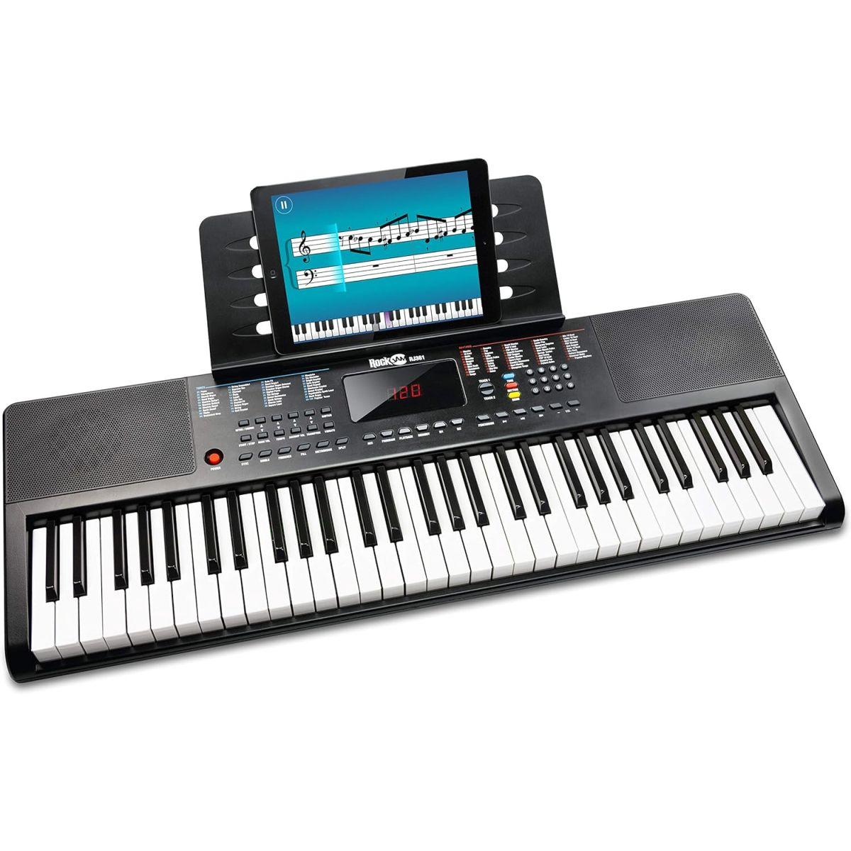 RockJam 61鍵 電子キーボード RJ361 【電源アダプター、譜面台、鍵盤ステッカー、練習用オンラインアプリ付属】