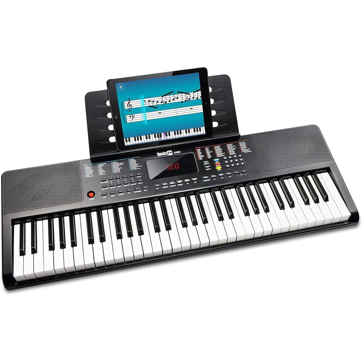 RockJam 61鍵 電子キーボード RJ361 【電源アダプター、譜面台、鍵盤ステッカー、練習用オンラインアプリ付属】