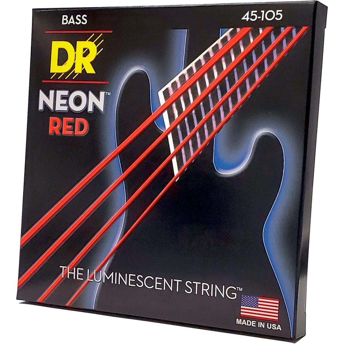 DR ベース弦 NEON ニッケルメッキ レッド カラー コーテッド .045-.105 NRB-45