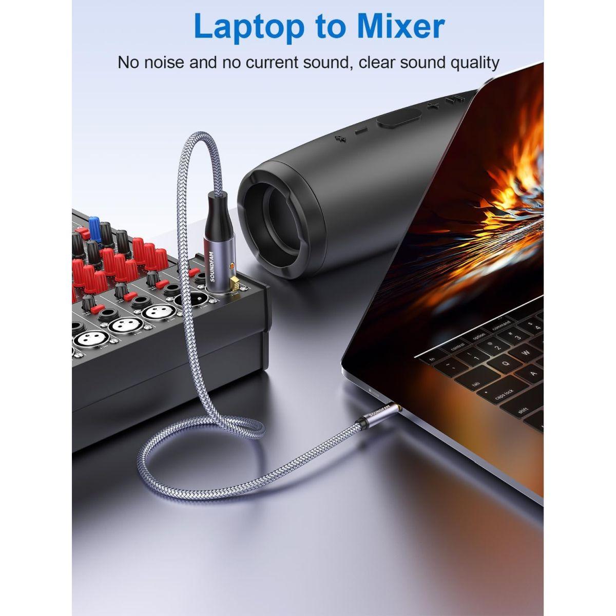 サウンドファム(SOUNDFAM)XLR-3.5mmケーブル マイクケーブル アンバランス 1/8インチ-XLRオス マイクコード カムコーダー/DSLRカメラ/パソコン録音機器用 グレー (XLRメス → 3.5MM, 10ft)