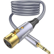 サウンドファム(SOUNDFAM)XLR-3.5mmケーブル マイクケーブル アンバランス 1/8インチ-XLRオス マイクコード カムコーダー/DSLRカメラ/パソコン録音機器用 グレー (XLRメス → 3.5MM, 10ft)