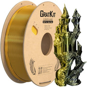 Gratkit シルクデュアルカラーPLAフィラメント 共押出PLAフィラメント 1.75mm -0.03mm 1kg/ロール シルクPLAブラック&ゴールド