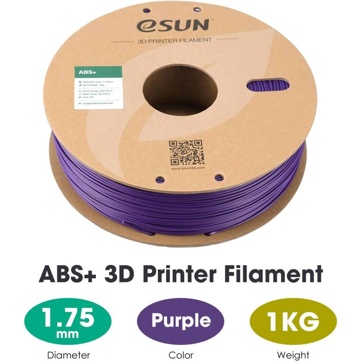 eSUN ABS+ フィラメント 1.75mm 3Dプリンターフィラメント ABSプラス 寸法精度+/- 0.05mm 1KGスプール (2.2ポンド) 3Dプリンター用 3Dプリントフィラメント パープル