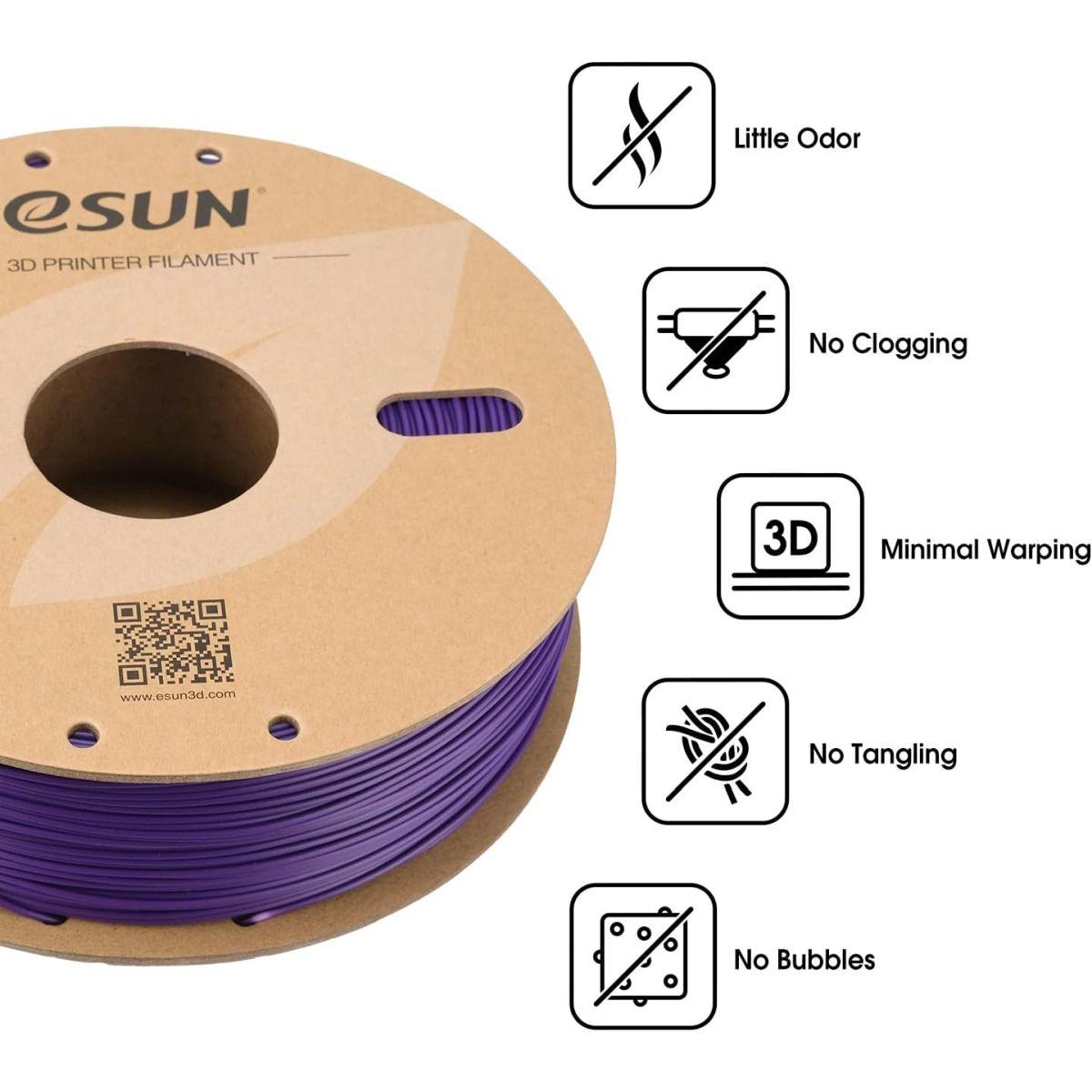 eSUN ABS+ フィラメント 1.75mm 3Dプリンターフィラメント ABSプラス 寸法精度+/- 0.05mm 1KGスプール (2.2ポンド) 3Dプリンター用 3Dプリントフィラメント パープル
