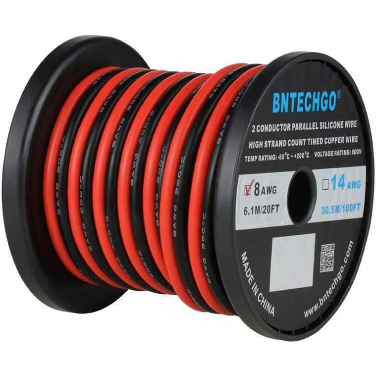 BNTECHGO 8ゲージパラレルのシリコーンワイヤー 8AWG 並行 シリコーン細線 超柔軟性 フレキシブル 分離できる