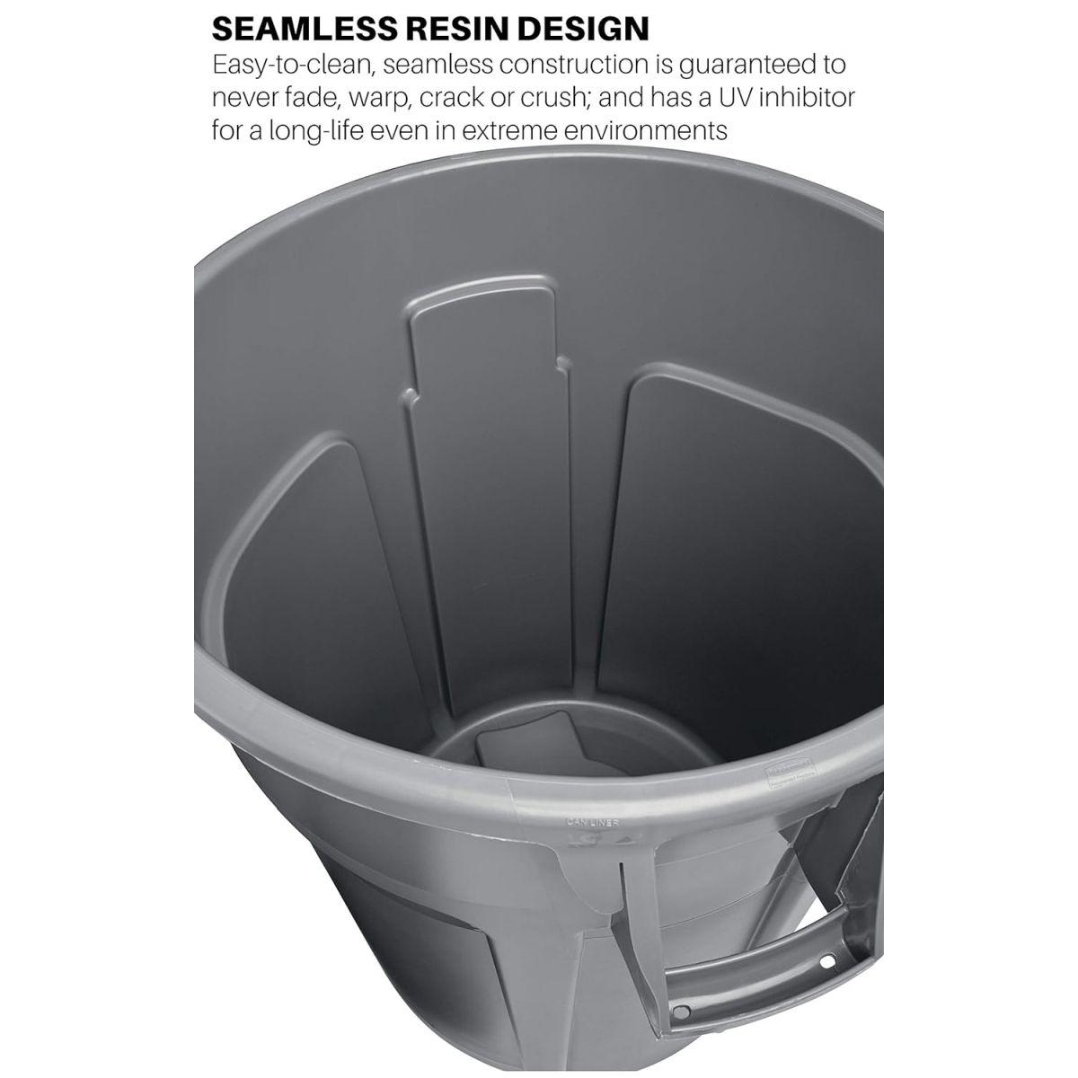 Rubbermaid Commercial Products BRUTE 頑丈な丸型ゴミ箱 55ガロン ホワイト ゴミ箱 家庭/ガレージ/モール/オフィス/スタジアム/バスルーム用 3個パック