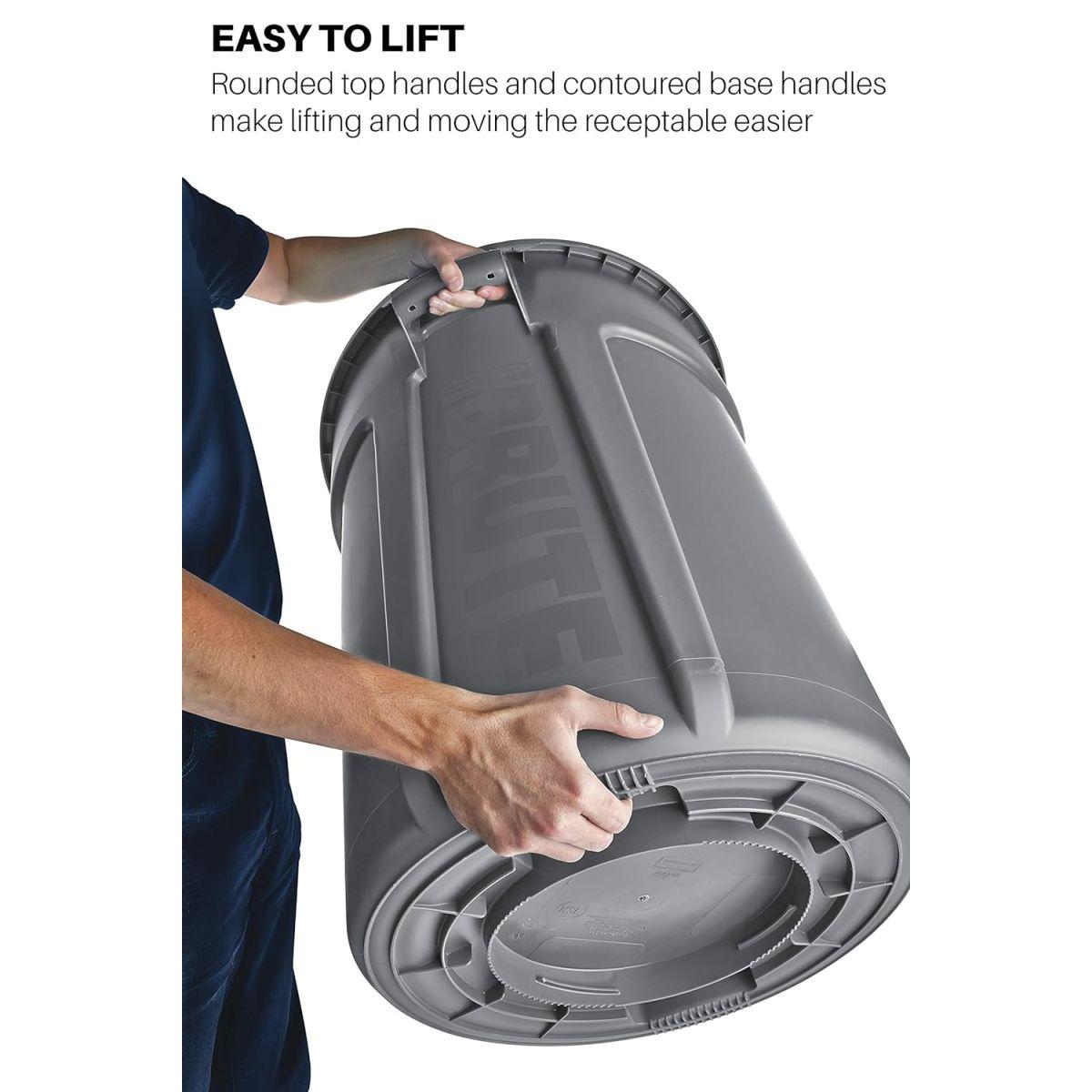 Rubbermaid Commercial Products BRUTE 頑丈な丸型ゴミ箱 55ガロン ホワイト ゴミ箱 家庭/ガレージ/モール/オフィス/スタジアム/バスルーム用 3個パック