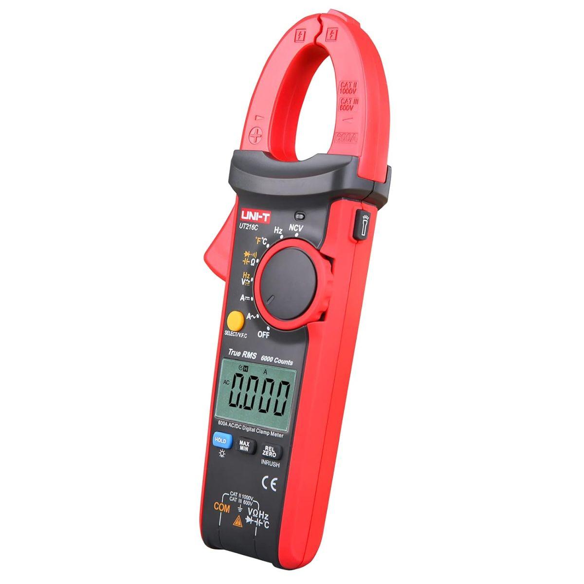 UNI-T デジタル クランプメーター UT216C,600Aオートレンジ 6000カウントAC|DC電流 AC|DC電圧TRMS 抵抗 静電容量 周波数 温度 ダイオード NCV機能付き測定
