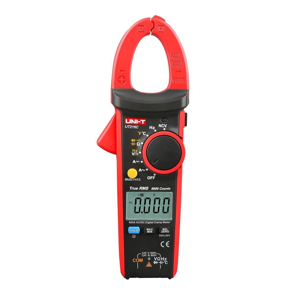 UNI-T デジタル クランプメーター UT216C,600Aオートレンジ 6000カウントAC|DC電流 AC|DC電圧TRMS 抵抗 静電容量 周波数 温度 ダイオード NCV機能付き測定