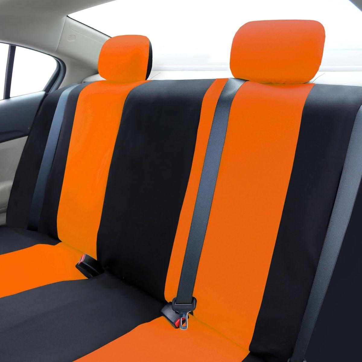 FH Group (エフエイチグループ) 自動車用 シートカバー一式 オレンジ ユニバーサルフィット フラットクロス 布製 多くの車/SUV/トラック/バン対応 FB050ORANGE114