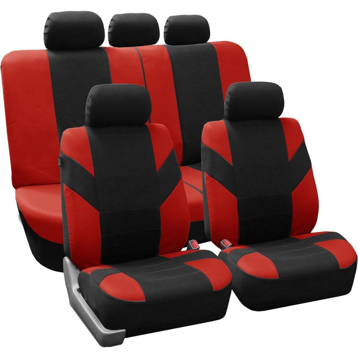 FH Group FB072RED115 フルセット シートカバー (ロードマスター エアバッグとスプリットベンチ対応レッド)