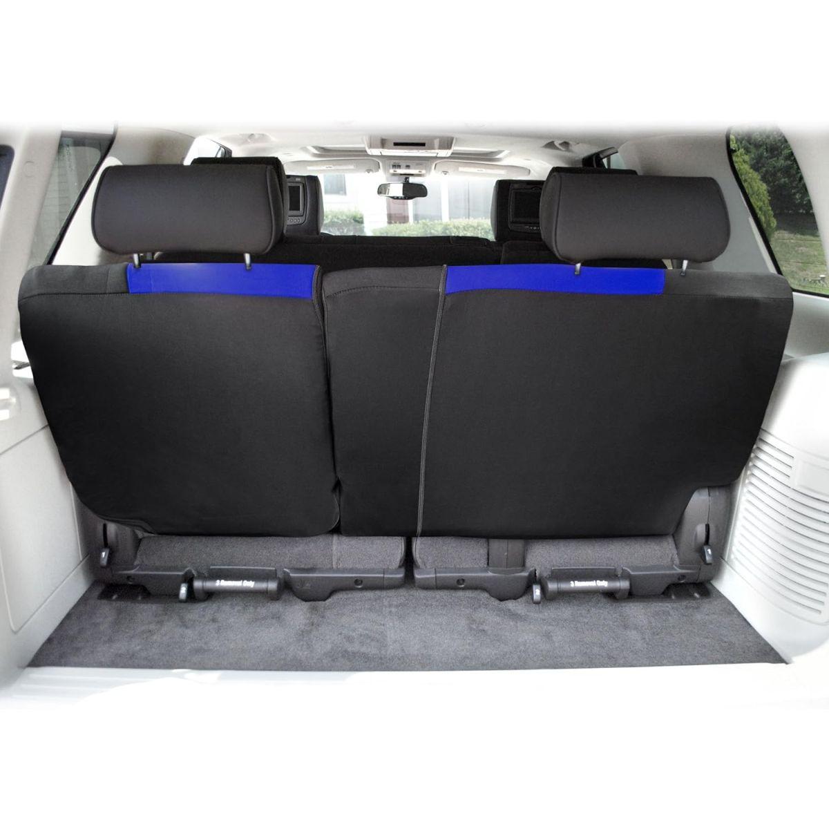 FH Group カーシートカバー 後部座席用クロス用 ユニバーサルフィット リアシートカバー 後部スプリットベンチ付き カーシートプロテクター 犬と子供用 車内アクセサリー SUV セダン/バン用 ブルー