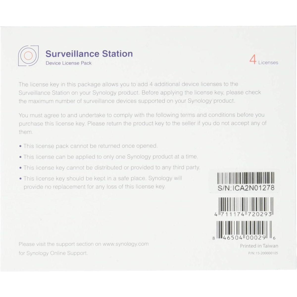 【カメラライセンス】Synology Device-License-Pack4 [追加4ライセンス]