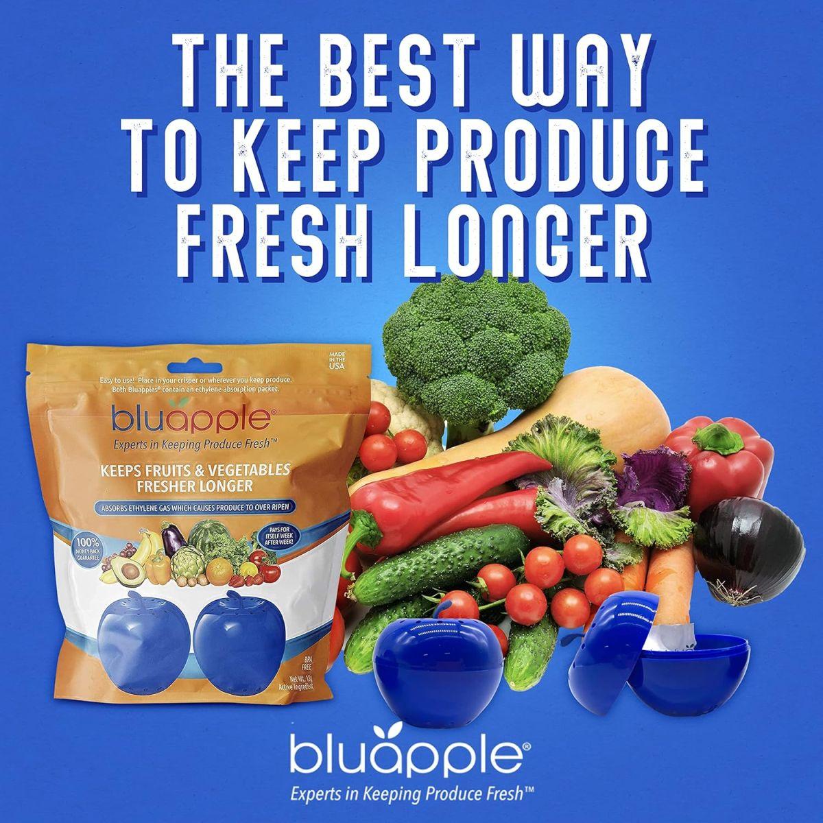Bluapple ethlyleneガス吸収材Plus年の供給Refills???冷蔵庫Fruit & Vegetable救命胴衣???ブルーApple???Keep Produceフレッシュ 2 pack ブルー BA-PK [並行輸入品]