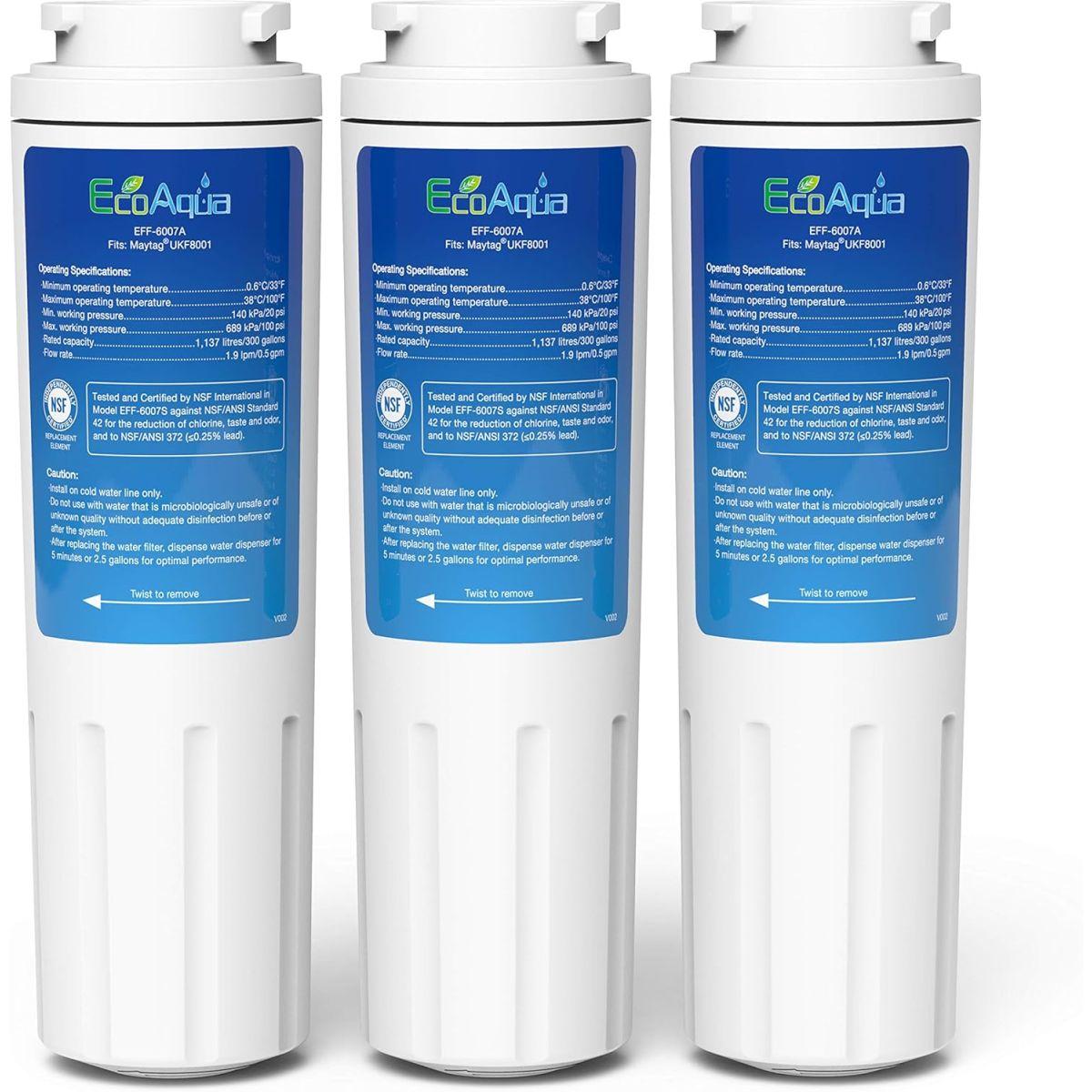 EcoAqua EFF-6007A 交換用フィルター Maytag UKF8001 EDR4RXD1 Whirlpool 4396395 Puriclean II Kenmore 46-9006 Everydrop