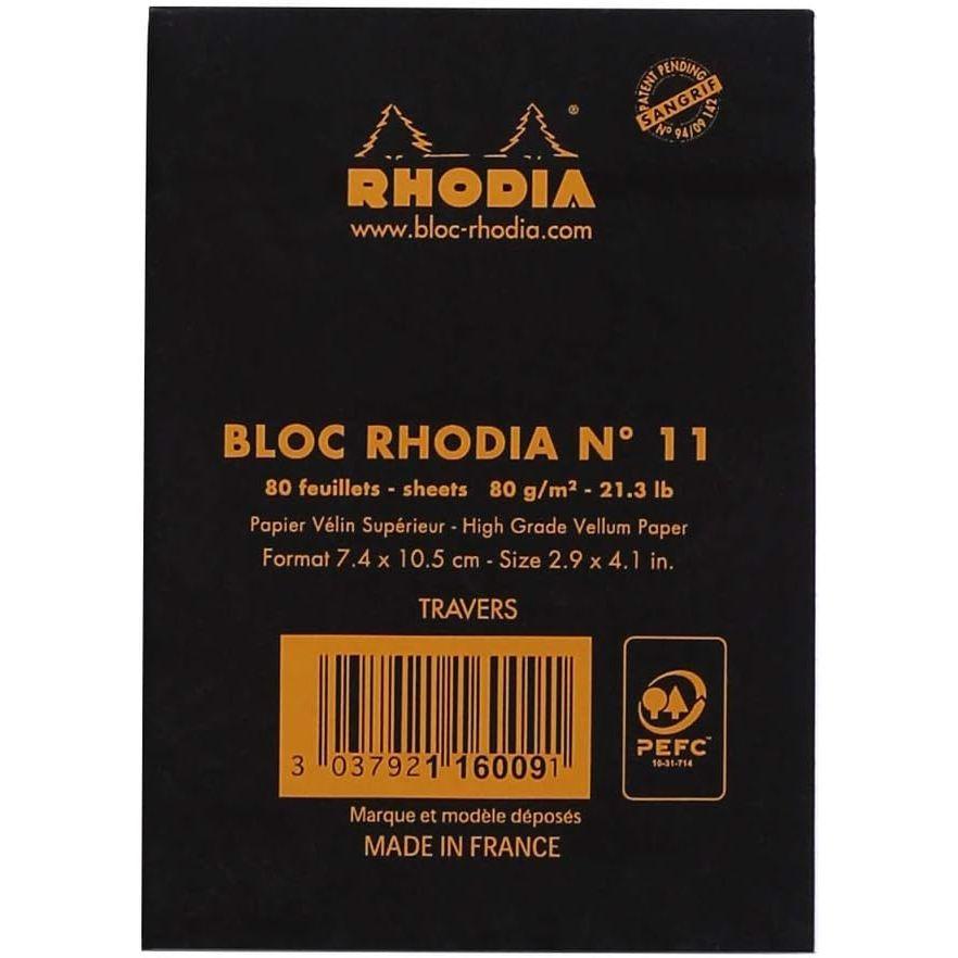 Rhodia メモ帳 No11 A7 罫線入り ブラック