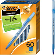 BIC ラウンドスティック エクストラライフボールペン 中字 (1.0mm) ブルー 60本入り (GSM609-ブルー) 1パック
