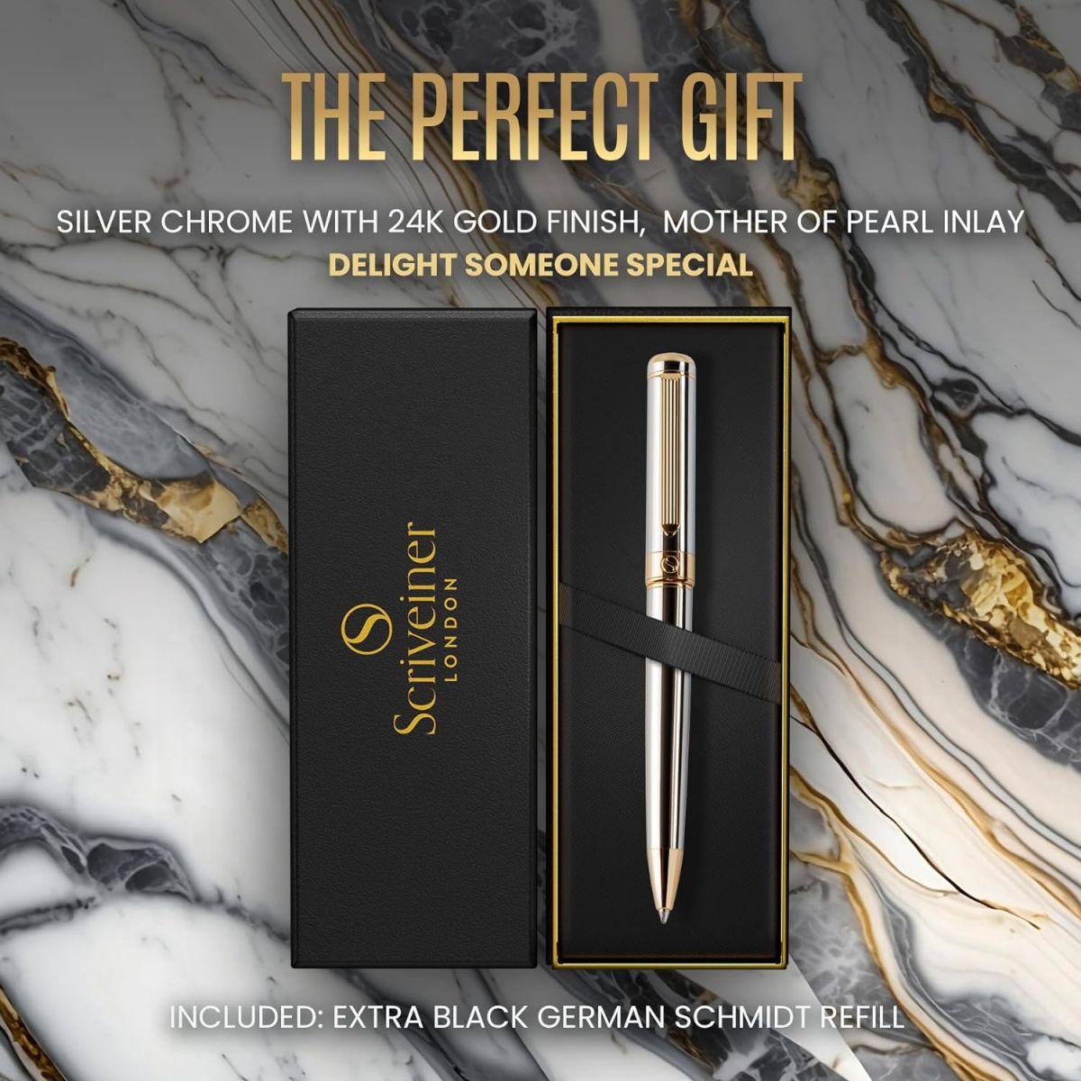Scriveiner Silver Chrome Ballpoint Pen ボールペン 最高級 24金仕上げ シュミッ