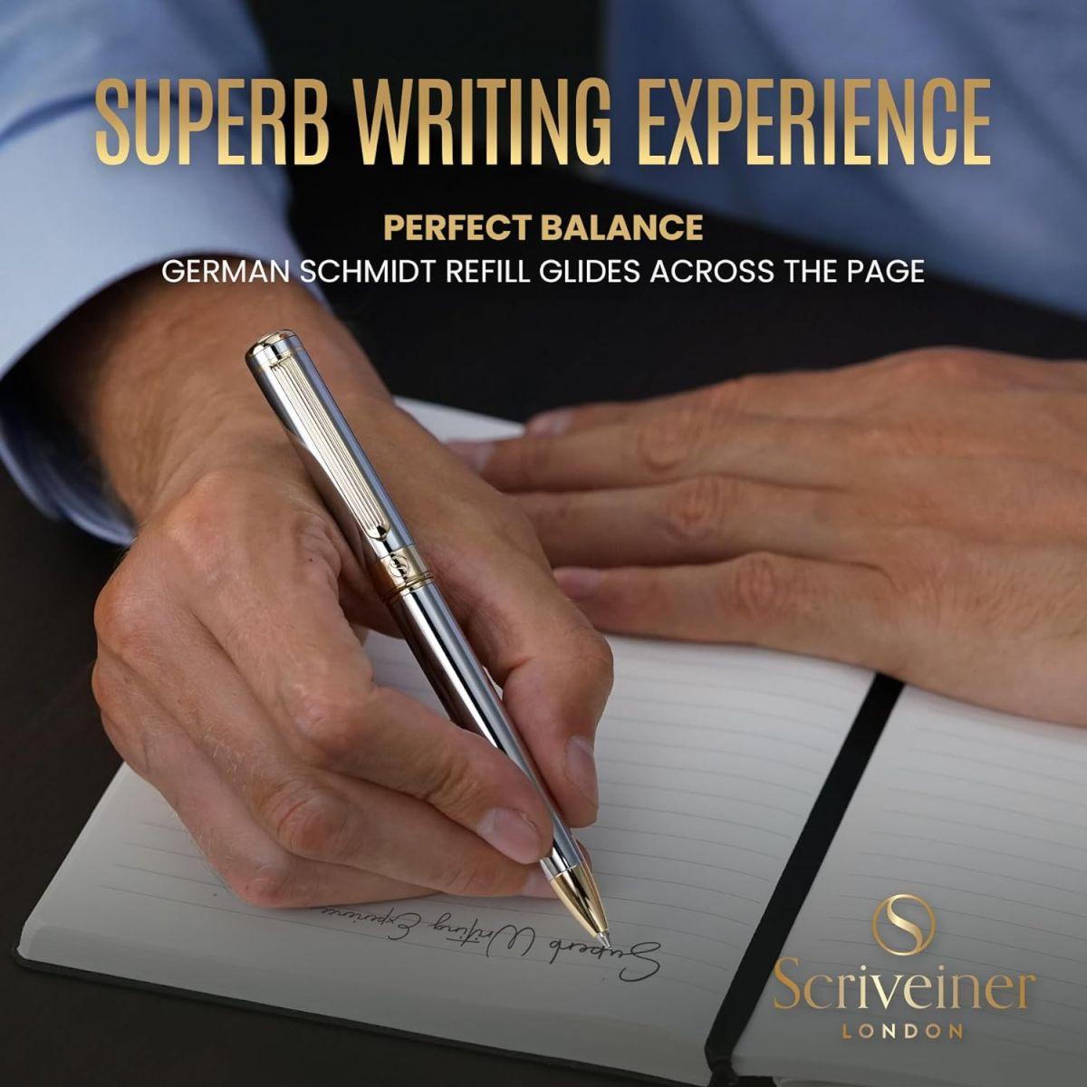 Scriveiner Silver Chrome Ballpoint Pen ボールペン 最高級 24金仕上げ シュミッ