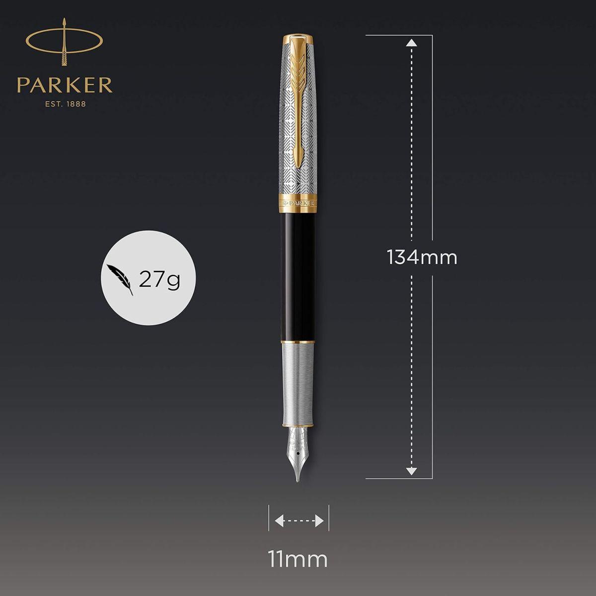 PARKER パーカー 万年筆 ソネット プレミアム メタル&ブラックGT 細字 18金ペン先 ギフトボックス入り 正規輸入品 2119784