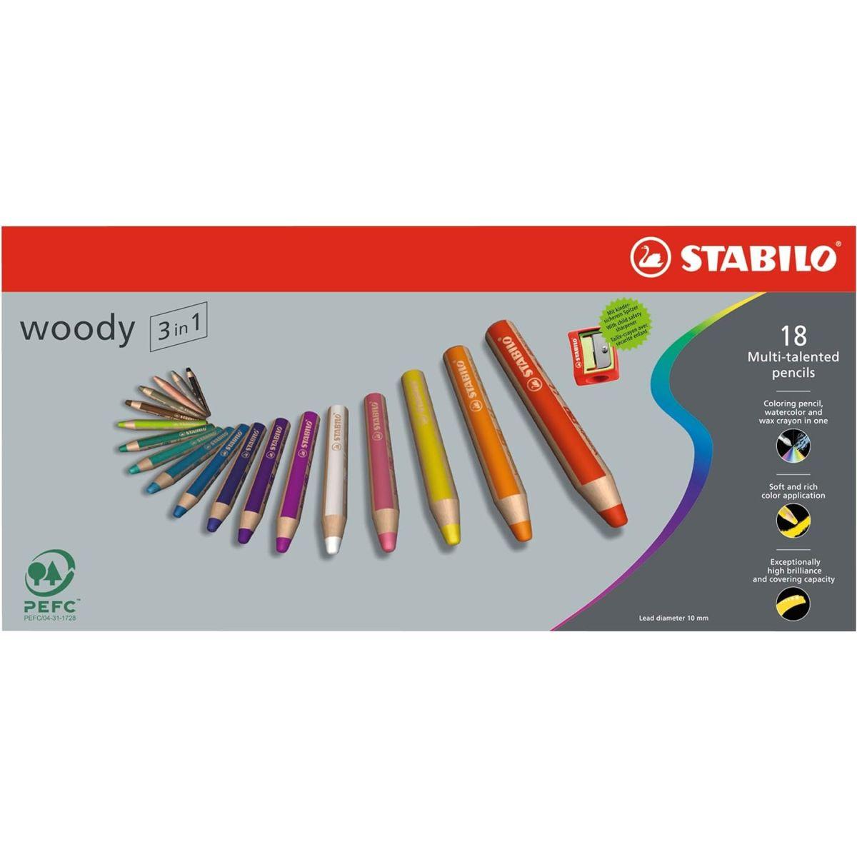 STABILO ウッディセット [woody] 18色セット 880-18
