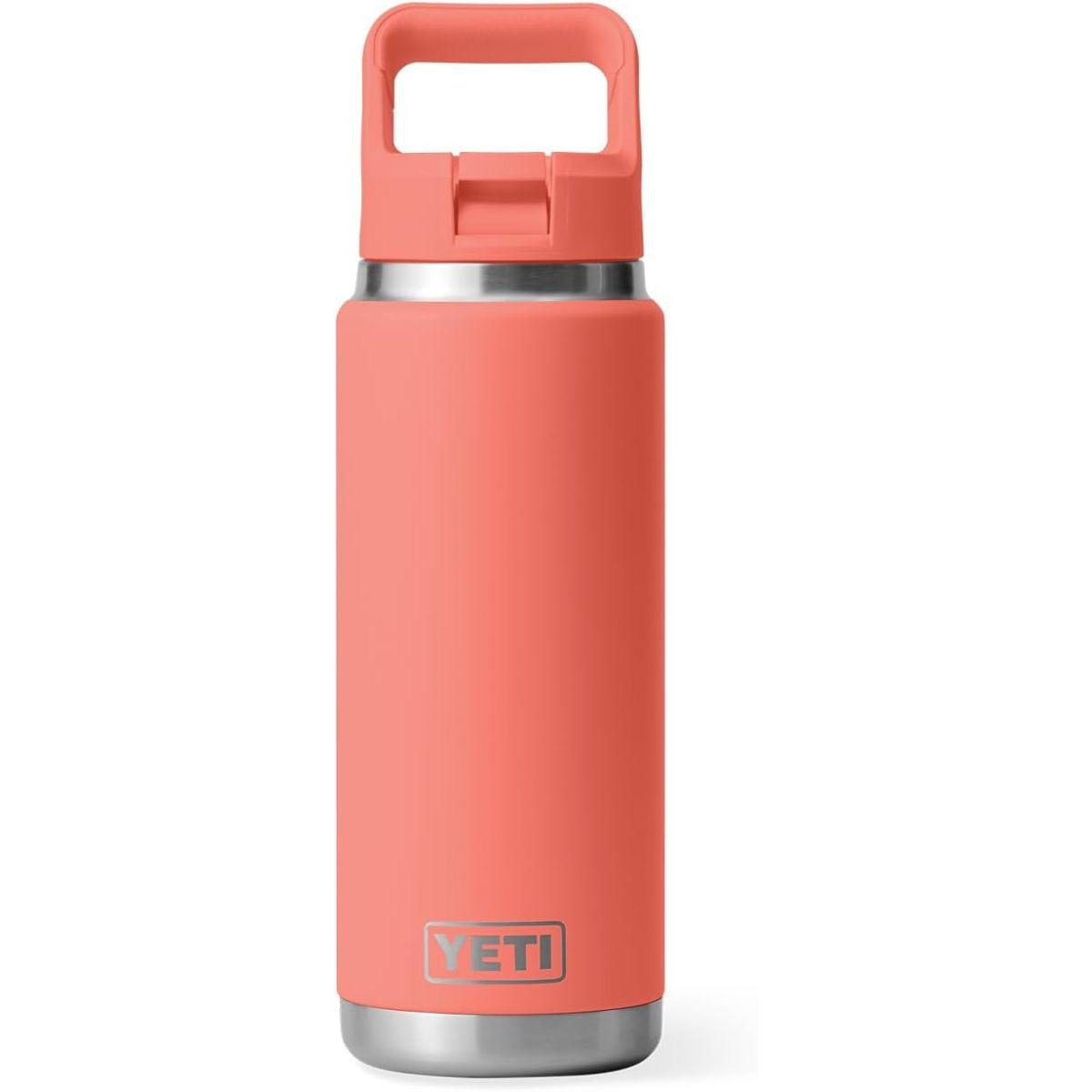 YETI (イエティ) Rambler 26オンスボトル 真空断熱 ステンレススチール ストローキャップ付き コーラル