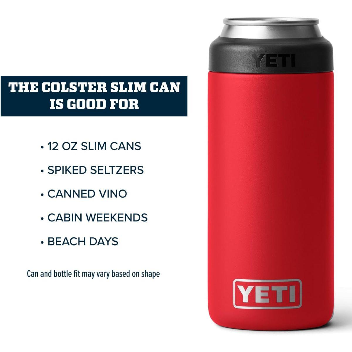 YETI (イエティ) Rambler 12オンス コルスタースリム缶断熱材 スリムハードセルツァー缶用 レスキューレッド (中身は含まれません)。
