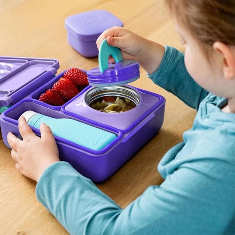 Omie Box 子供用 弁当箱 保温 ランチボックス 漏れ防止 魔法瓶フードジャ ー付き キッズ Omie弁当箱 紫
