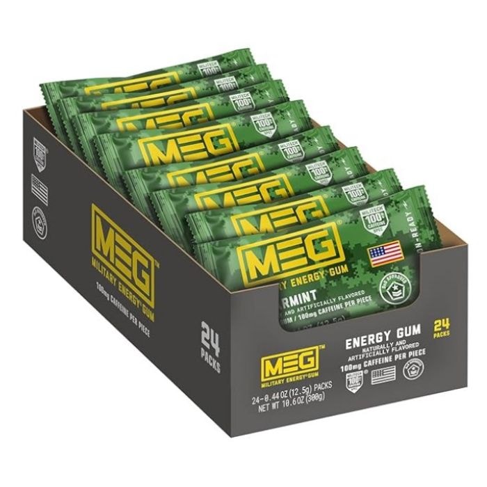 MEG(ミリタリーエナジーガム) スペアミント 1粒あたり100mgカフェイン配合 24パック
