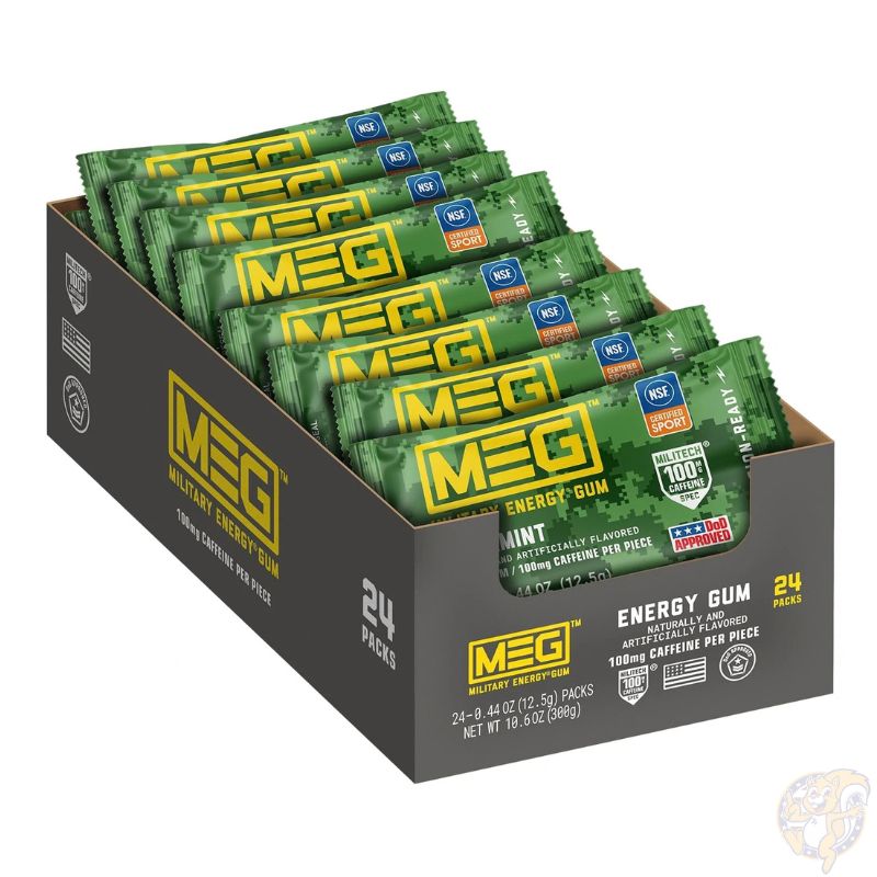 MEG(ミリタリーエナジーガム) スペアミント 1粒あたり100mgカフェイン配合 24パック