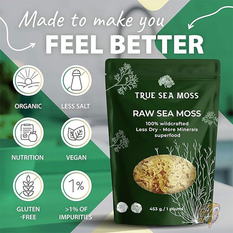 生シーモス 野生栽培シーモス 100% アイルランド産 (1 パック) 天日干し 0.4kg 健康食品 TrueSeaMoss