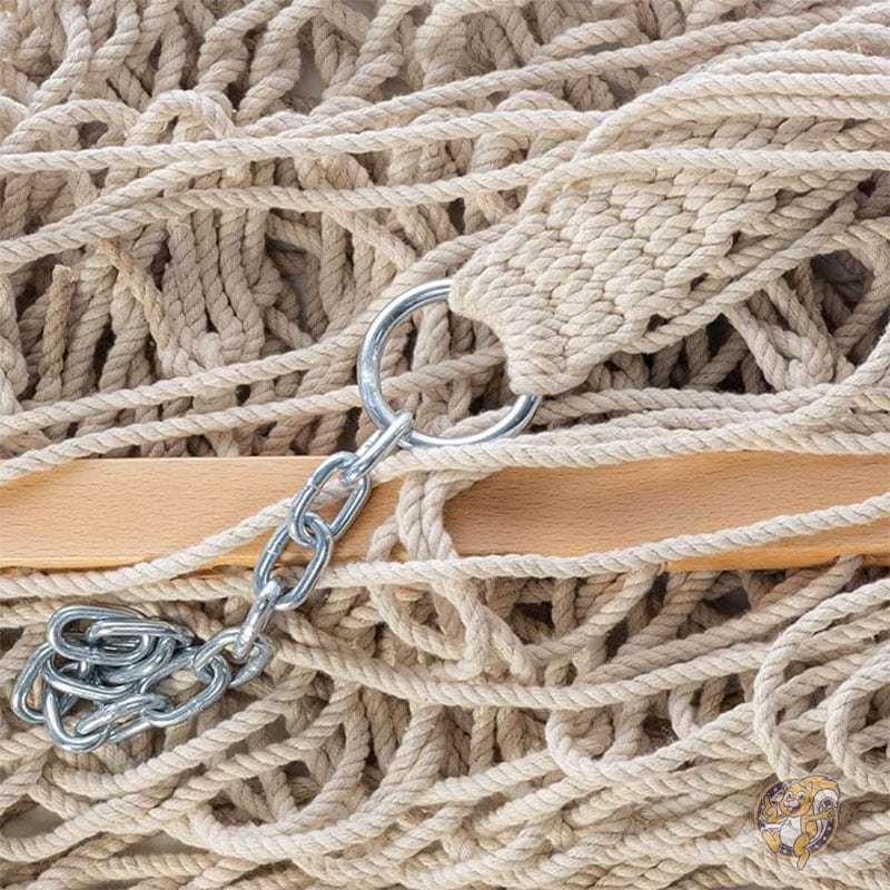 ハンモック 手編みコットン ロープ 4m 延長チェーンとツリー フック付き 2 人用 PC-13 Castaway Hammocks
