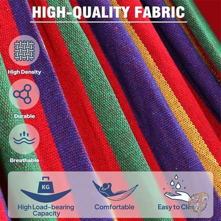 ガーデン コットン ハンモック ツリーストラップ付き キャンプ AY-Stripe-Hammock-Red-0001 Anyoo