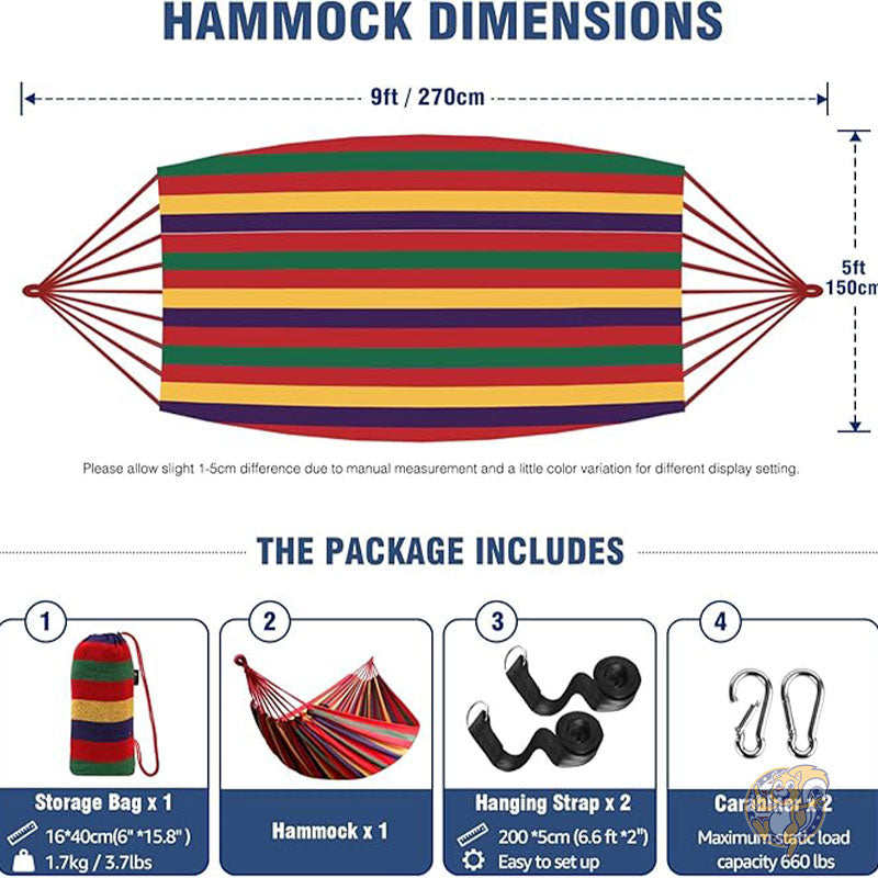 ガーデン コットン ハンモック ツリーストラップ付き キャンプ AY-Stripe-Hammock-Red-0001 Anyoo