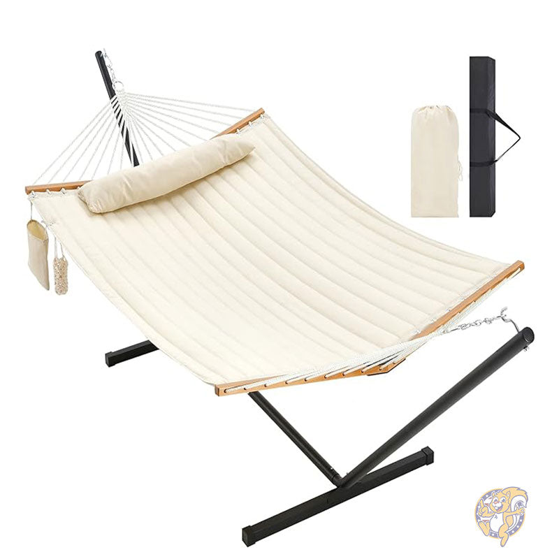 2人用ハンモック ポータブルスチールスタンド付き 大型ダブルハンモック アウトドア Homgava ホムガヴァ