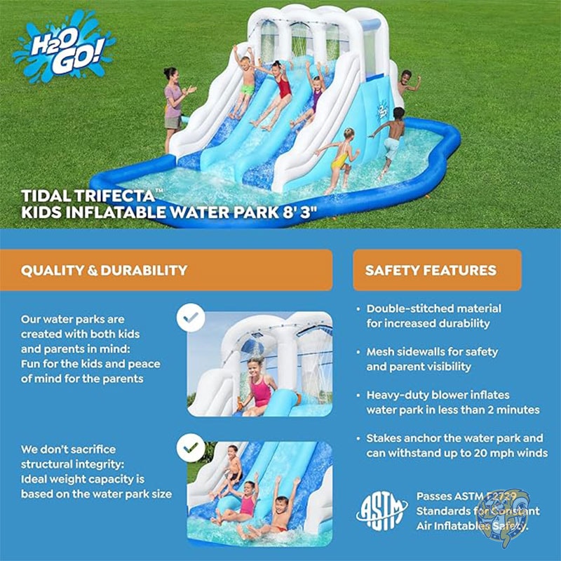 子供用インフレータブル ウォーター パーク トリプル スライド スプラッシュ プール 水遊び 53465E Bestway